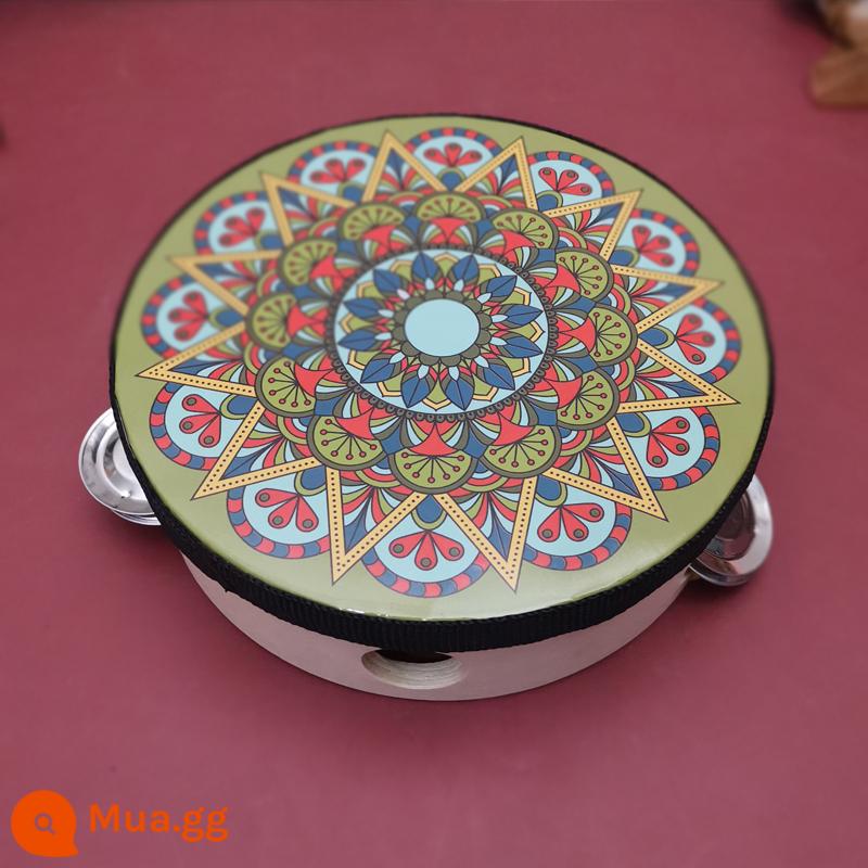 Đôn Hoàng tay tambourine Tân Cương Uyghur tambourine múa bay đạo cụ kiểm tra chứng nhận trường mẫu giáo nhỏ tambourine - Con công xanh hàng đơn 6 inch, đường kính 15 cm