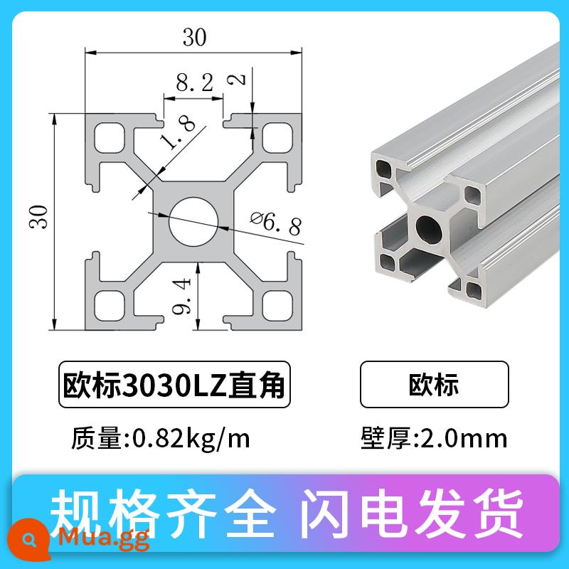 Tiêu chuẩn Châu Âu 4040 vật liệu đùn nhôm khung công nghiệp hợp kim nhôm 3030 hồ sơ tiêu chuẩn quốc gia 2020 đầu nối giá bàn làm việc - Tiêu chuẩn Châu Âu 3030LZ góc vuông