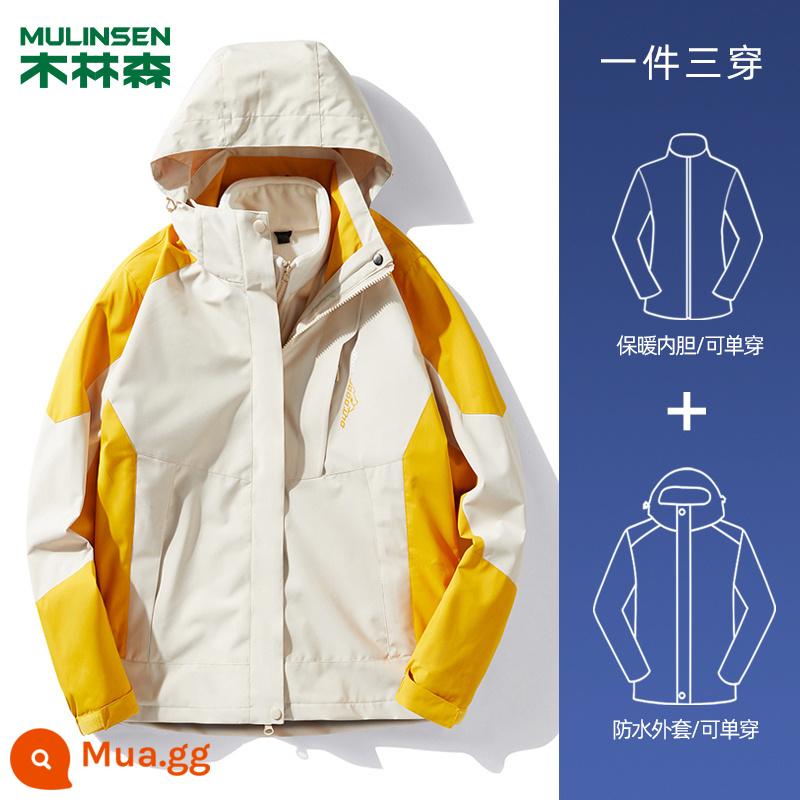 Mu Linsen Chongzuo Custom Men Winter Winter New Tide Windproof Waterproof và Waterproof Three -in -one Disassembed Pluser - Mẫu nữ - màu be