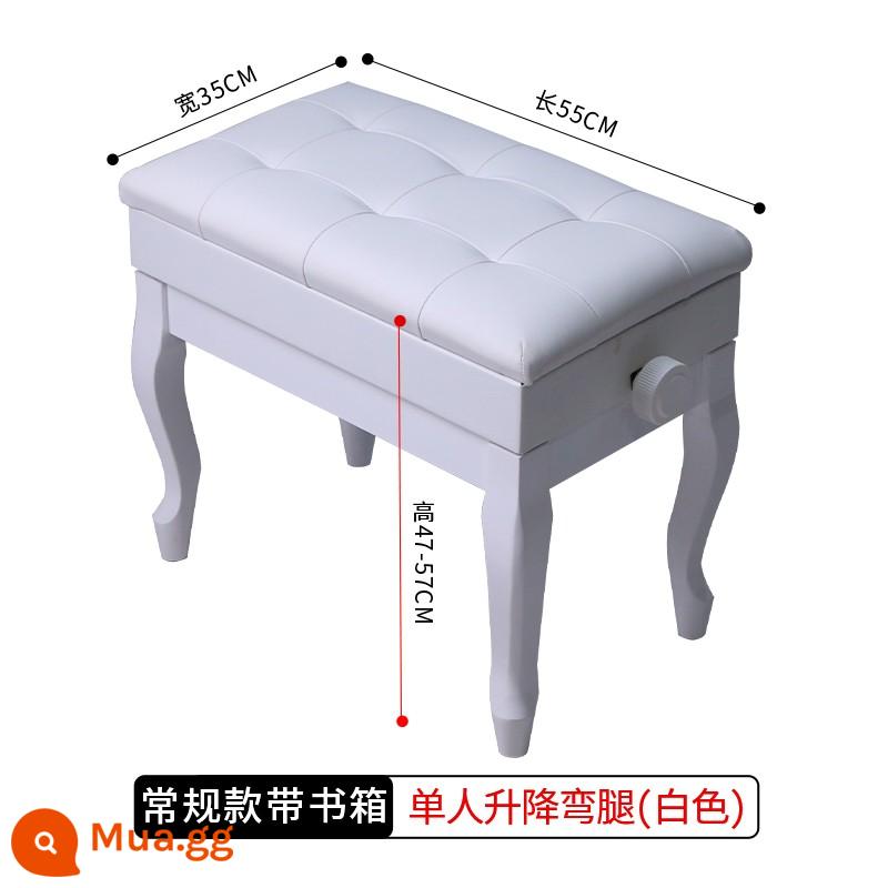 Kimberly Piano Stool Gỗ Solid Chân cong Đôi với Bookbox Piano Stool Organ điện tử Piano điện tử Guzheng Stool Vertical Universal - Model thang máy đơn chân cong màu trắng có hộp