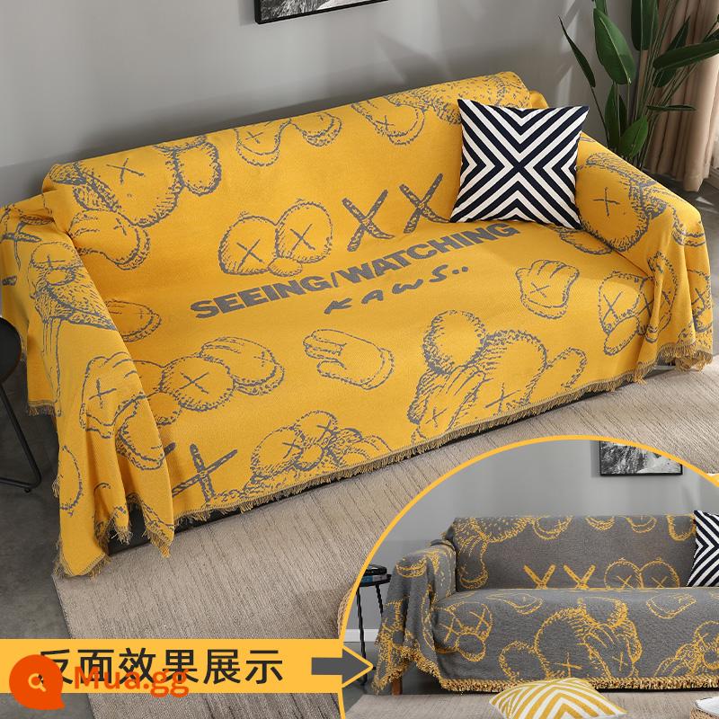 Phong Cách Bắc Âu Ins Bọc Ghế Sofa Đệm Hoạt Hình Tua Rua Hai Mặt Bao Khăn Vải Bốn Mùa Đa Năng Chống Trơn Trượt bao Gồm Tất Cả - Sesame Street-Hoàng hôn vàng