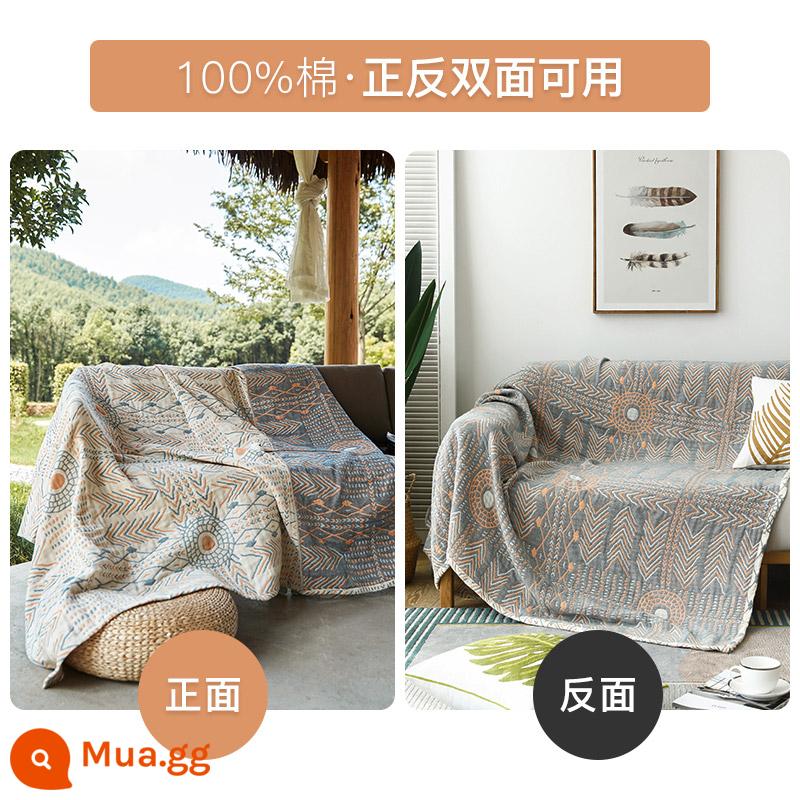 Bohemia sofa bông nguyên chất bao gồm khăn toàn bông bao gồm tất cả vải bốn mùa phổ sofa đệm bao gồm chăn chậm cuộc sống - Màu Ấn Độ [Bốn lớp cotton nguyên chất, không phai màu và không vón cục, đã giặt và khử trùng, sẵn sàng sử dụng sau khi mở túi]