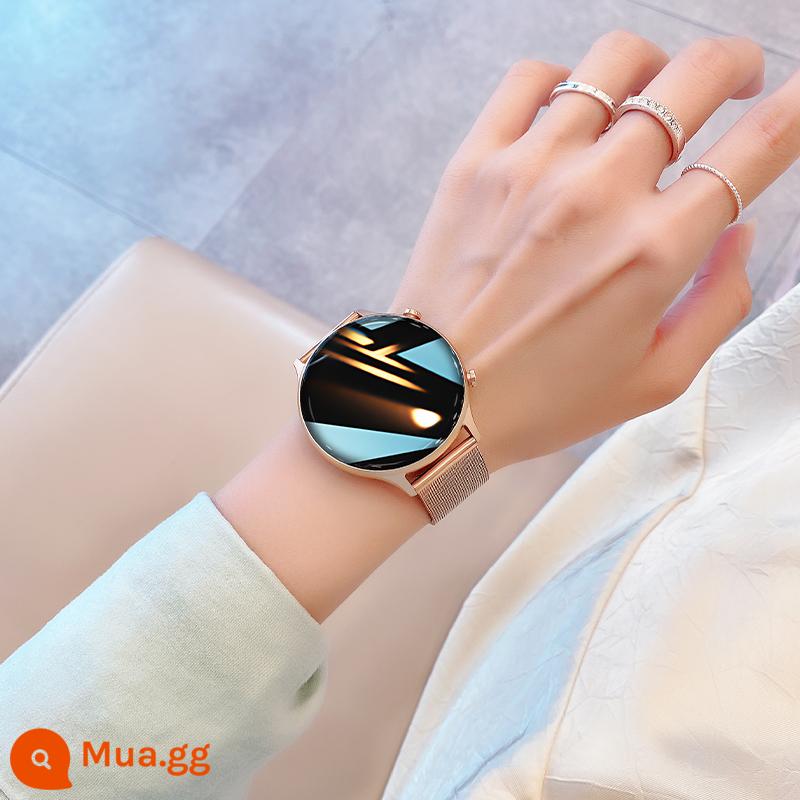 Thông minh Watch Women 2022 Bluetooth Điện thoại thanh toán W Cặp đôi thể thao phù hợp với Vivo Apple Mobile Phone - Thắt lưng thép vàng hồng [trả lời cuộc gọi, thanh toán ngoại tuyến, phát nhạc]