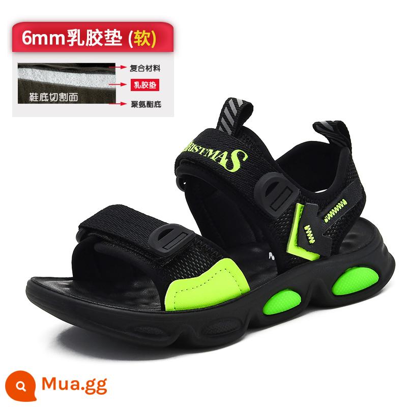 Giày Sandal Bé Trai 2023 Mới Lớn Trẻ Em Phiên Bản Hàn Quốc Mùa Hè Trẻ Em Đế Mềm Chống Trượt Giày Học Sinh Đi Biển - 12 màu xanh lá cây (đệm cao su 6MM)