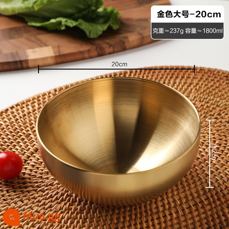 Bát mì ăn liền inox Sheri Hàn Quốc bibimbap Bát mì lạnh Bát súp lớn hộ gia đình Bát salad trái cây trộn với các món nguội - Vàng lớn size-20cm