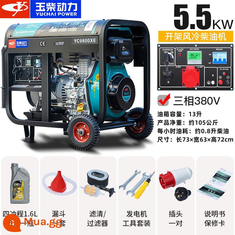 Máy phát điện Diesel Yuchai Power 3/5/6/8kW hộ gia đình nhỏ 10KW một pha 220 ba pha 380V im lặng - Model khung mở Yuchai 5.5KW mới 380V