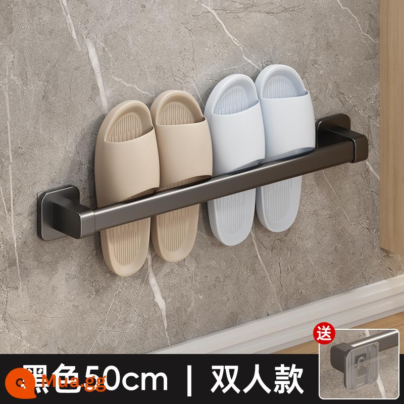 Kệ để dép nhà tắm không đục lỗ, kệ đựng giày treo tường phòng bột, cửa toilet treo tường phía sau giá thoát nước - Cực đơn màu đen-50cm