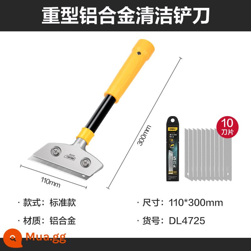 Dụng cụ mạnh mẽ, dao làm sạch xẻng, dụng cụ cạo kính hợp kim nhôm, xẻng mở rộng sàn, khử nhiễm da tường, loại bỏ đường may đẹp, loại bỏ keo - [Mẫu tiêu chuẩn hạng nặng] chổi cao su 30cm + 10 lưỡi dao