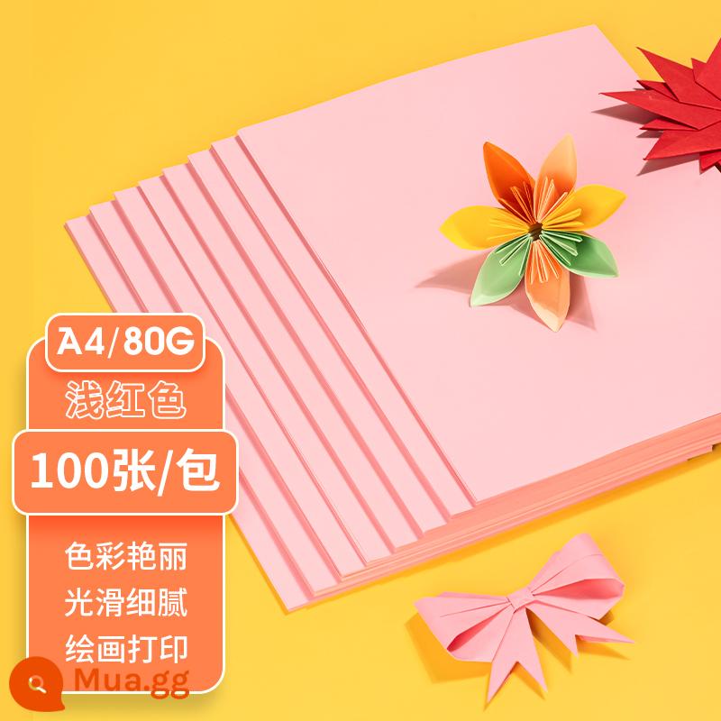 Giấy photocopy màu Deli giấy photocopy màu Giấy in A4 màu giấy photocopy màu giấy photocopy màu giấy thủ công origami danh thiếp chỗ ngồi 80g giấy cắt 10 màu hỗn hợp văn phòng trẻ em mẫu giáo 100 tờ - A4 màu nhạt (đỏ) 80G [100 ảnh]