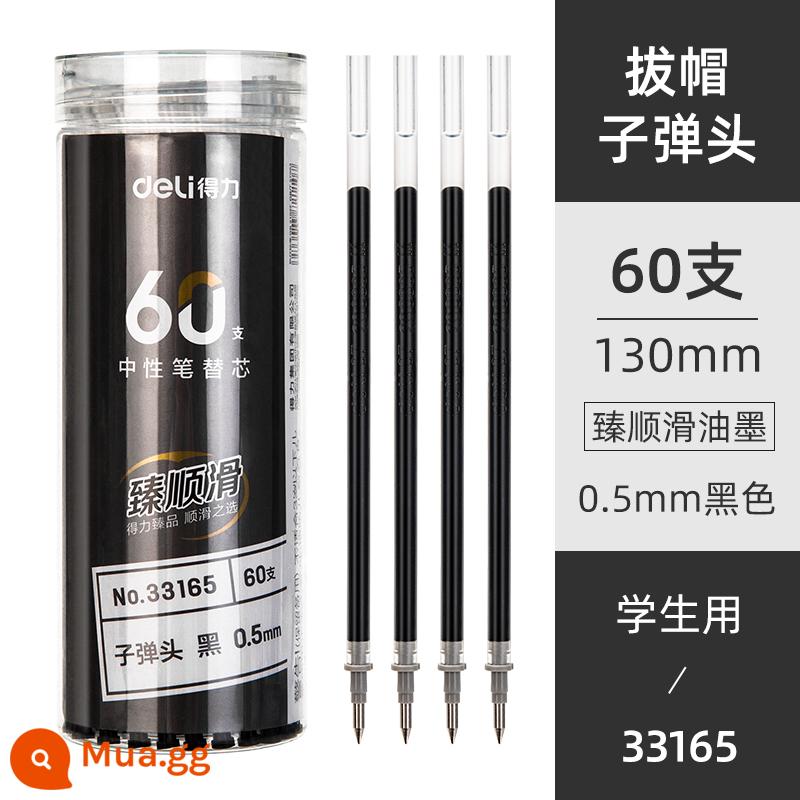 Nạp mực mạnh mẽ làm khô nhanh đầu bút mực trung tính 0,5 dành cho sinh viên Nắp kéo 0,38 bút bấm dạng viên đạn cho văn phòng kinh doanh Bút mực nước nạp lại màu đen ống kim đầy đủ Kiểm tra nạp lại chữ ký 0,35mm - [60 đầu bút mực 0,5 nắp màu đen để viết câu hỏi] Bullet 33165