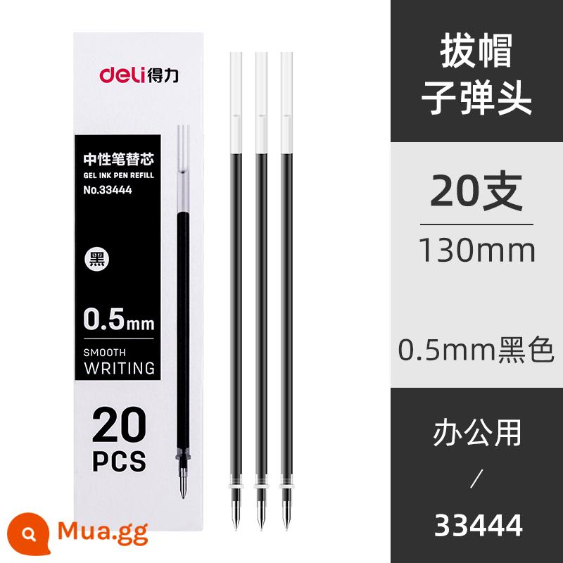 Nạp mực mạnh mẽ làm khô nhanh đầu bút mực trung tính 0,5 dành cho sinh viên Nắp kéo 0,38 bút bấm dạng viên đạn cho văn phòng kinh doanh Bút mực nước nạp lại màu đen ống kim đầy đủ Kiểm tra nạp lại chữ ký 0,35mm - [20 đầu bút màu đen 0,5 nắp] Bullet 33444