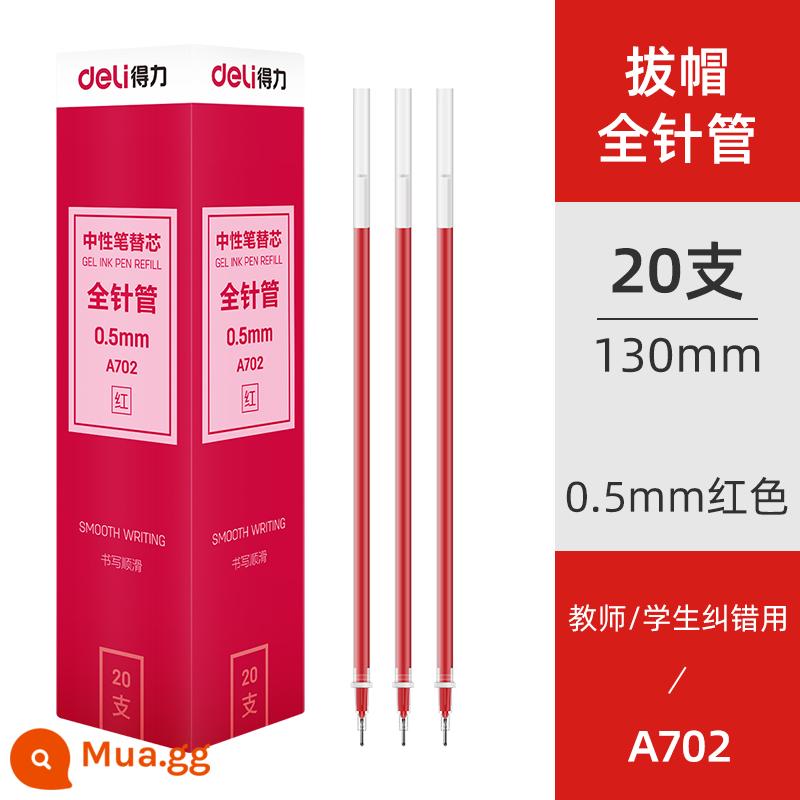 Nạp mực mạnh mẽ làm khô nhanh đầu bút mực trung tính 0,5 dành cho sinh viên Nắp kéo 0,38 bút bấm dạng viên đạn cho văn phòng kinh doanh Bút mực nước nạp lại màu đen ống kim đầy đủ Kiểm tra nạp lại chữ ký 0,35mm - [20 lần nạp bút màu đỏ 0,5 nắp] Ống kim đầy đủ A702