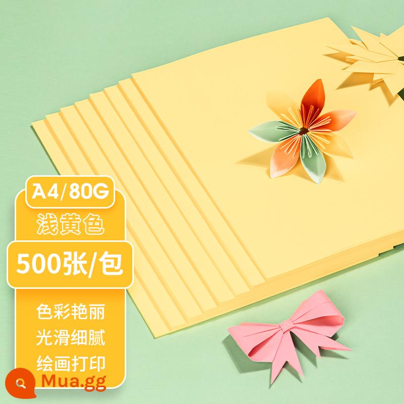 Giấy photocopy màu Deli giấy photocopy màu Giấy in A4 màu giấy photocopy màu giấy photocopy màu giấy thủ công origami danh thiếp chỗ ngồi 80g giấy cắt 10 màu hỗn hợp văn phòng trẻ em mẫu giáo 100 tờ - A4 màu nhạt (vàng) 80G [500 tờ]