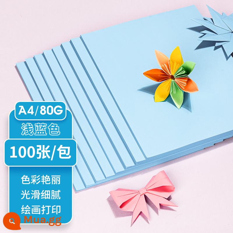 Giấy photocopy màu Deli giấy photocopy màu Giấy in A4 màu giấy photocopy màu giấy photocopy màu giấy thủ công origami danh thiếp chỗ ngồi 80g giấy cắt 10 màu hỗn hợp văn phòng trẻ em mẫu giáo 100 tờ - A4 màu nhạt (xanh) 80G [100 ảnh]