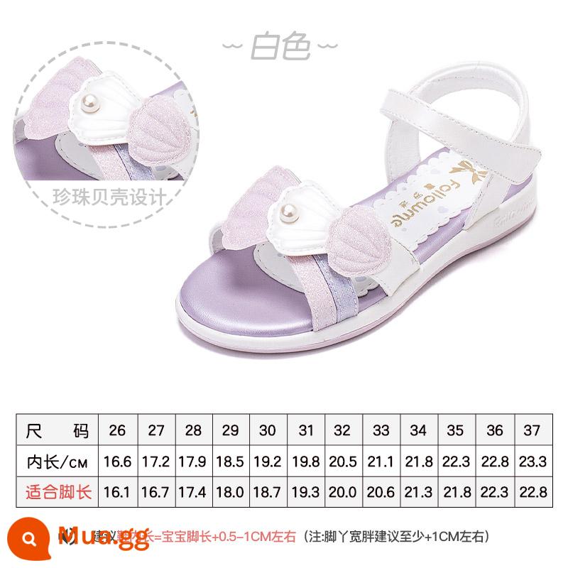 Giày sandal bé gái Furomi mùa hè giày trẻ em mùa hè mới đế mềm chống trượt giày công chúa bé gái giày đi biển - Trắng Ngọc Trai 8097 [Phong Cách Tinh Tế]