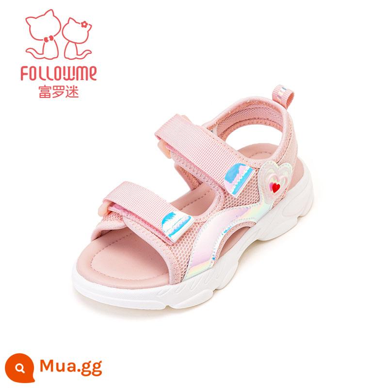 Fuluo Fan Giày Sandal Nữ Thể Thao Mùa Hè 2023 Học Sinh Nước Ngoài Mới Đế Mềm Chống Trơn Trượt Thoáng Khí Giày Đi Biển Cho Trẻ Em - Hồng 4350