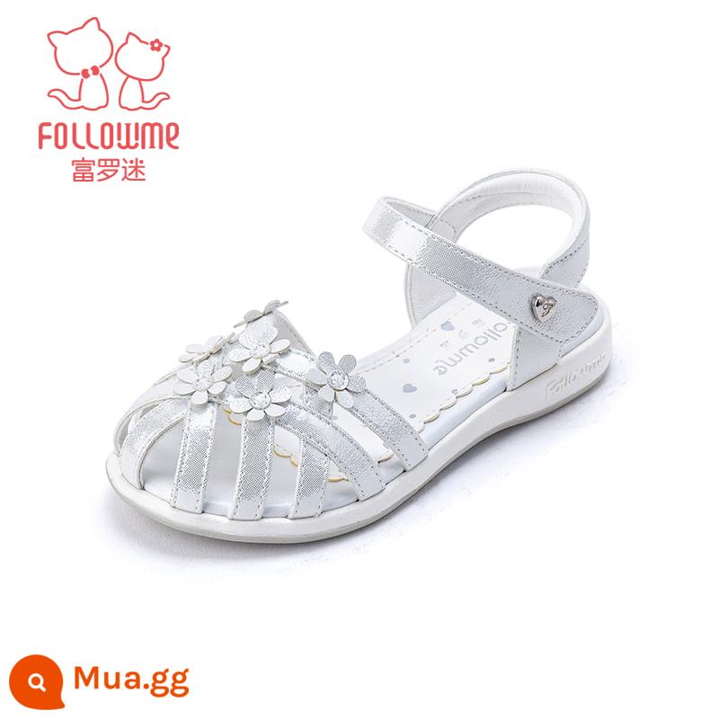 Fuluo Fan Bé Gái Giày Sandal 2023 Mùa Hè Mới Đế Mềm Chống Trơn Trượt Cho Bé Bãi Biển Bao Đầu Giày Công Chúa Giày Trẻ Em - Trắng 7721