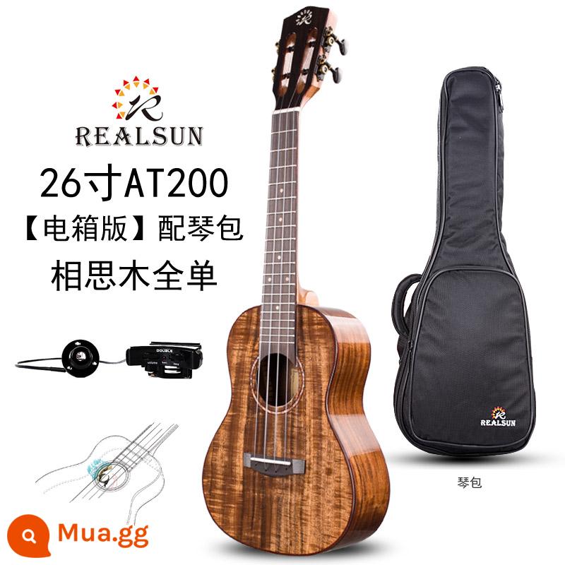 Đàn ukulele phủ veneer Realsun Ruisheng AC100 gỗ gụ keo 23 inch 26 inch AC200AT200 - 26-inch AT200 gỗ keo full veneer [phiên bản hộp điện] [có túi đựng đàn]