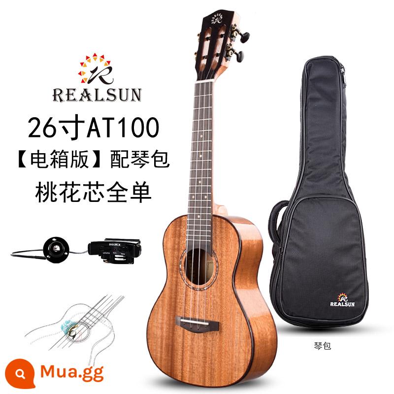 Đàn ukulele phủ veneer Realsun Ruisheng AC100 gỗ gụ keo 23 inch 26 inch AC200AT200 - Bo mạch đơn lõi gỗ gụ AT100 26 inch [phiên bản hộp điện] [có túi đựng đàn]