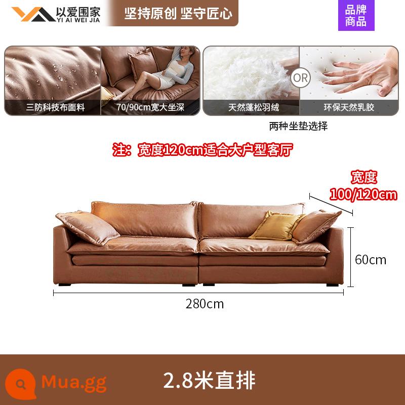 Sofa vải công nghệ rộng ngồi siêu sâu phòng khách tối giản hiện đại biệt thự sang trọng ánh sáng lớn hàng thẳng Sofa vải tối giản kiểu Ý - [2,8 mét] ghế sofa thẳng