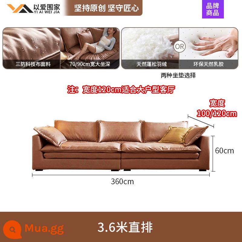 Sofa vải công nghệ rộng ngồi siêu sâu phòng khách tối giản hiện đại biệt thự sang trọng ánh sáng lớn hàng thẳng Sofa vải tối giản kiểu Ý - [3.6m] Sofa thẳng