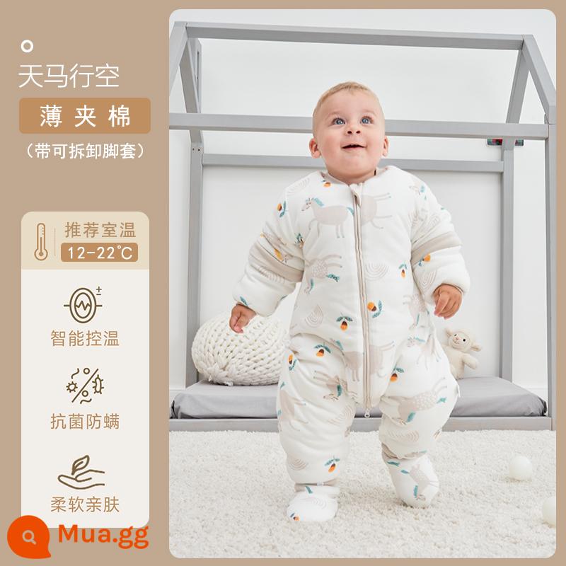 Qinxinyafang túi ngủ cho bé mùa thu đông cotton nguyên chất chăn bông chống đá cho bé tách chân túi ngủ nhiệt độ không đổi phổ biến cho tất cả các mùa - Bông giữ nhiệt dày vừa phải với cảm biến nhiệt độ trực quan [khuyến nghị 10-20 độ với bao chân] Không bị giới hạn