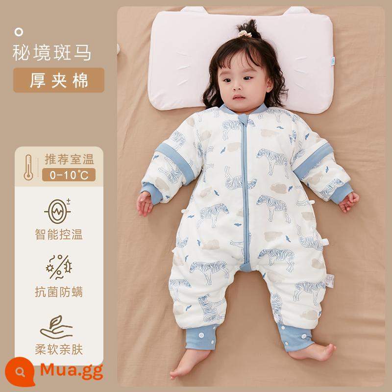 Qinxinyafang túi ngủ cho bé mùa thu đông cotton nguyên chất chăn bông chống đá cho bé tách chân túi ngủ nhiệt độ không đổi phổ biến cho tất cả các mùa - Bông nhiệt độ không đổi dày có thể cảm nhận được nhiệt độ [không khuyến nghị dùng bao chân 0-10 độ] Secret Zebra