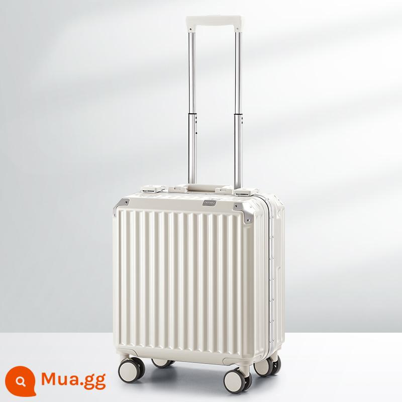 Vali nhỏ nữ 18 inch hộp mật khẩu lên máy bay nhẹ và chất lượng cao xe đẩy du lịch mini hộp da 20 nam - Shell màu trắng/khung nhôm thời trang