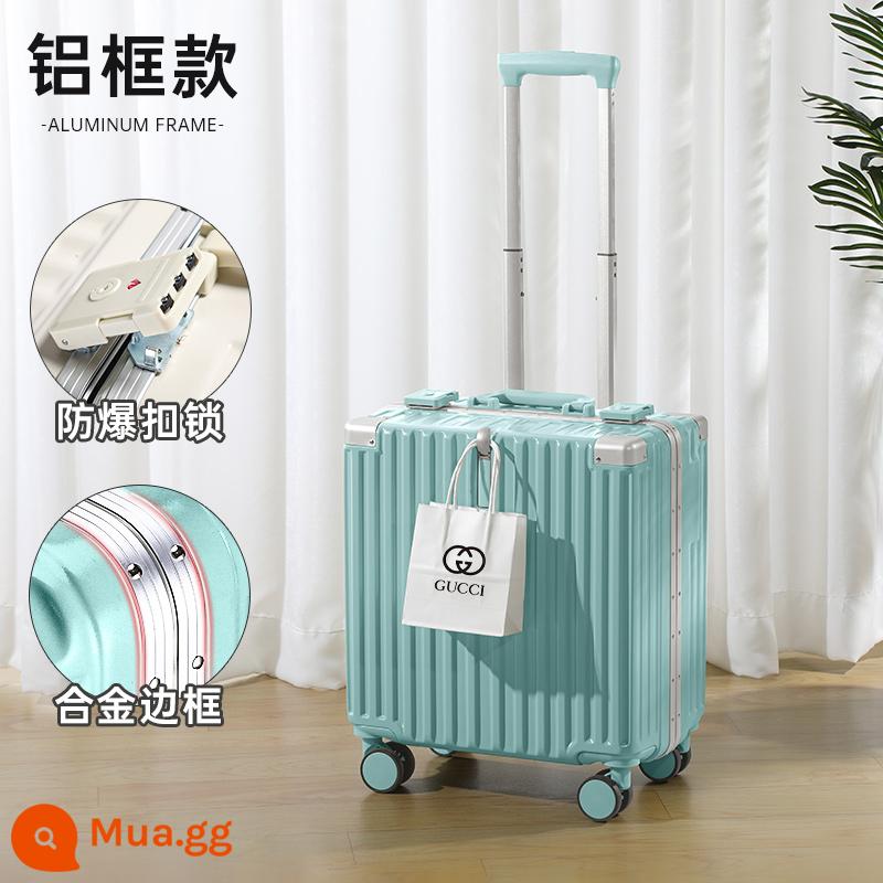 Hộp đựng vali kéo 18 inch dành cho nữ nhỏ nhẹ mini 2023 hộp mã du lịch nội trú mới dành cho nam 16 - Khung nhôm dày màu xanh bạc hà/gia cố