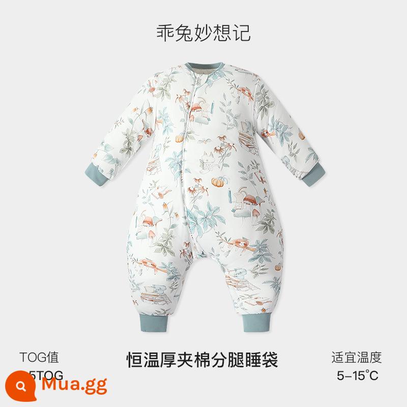 Túi ngủ trẻ em Griny mùa thu đông dày dặn bé chia chân mùa xuân và mùa thu túi ngủ tiết diện mỏng cotton nguyên chất chăn chống đá trẻ em nhiệt độ không đổi - Suy nghĩ tuyệt vời của con thỏ tốt (Nhiệt độ không đổi được chần bông dày)