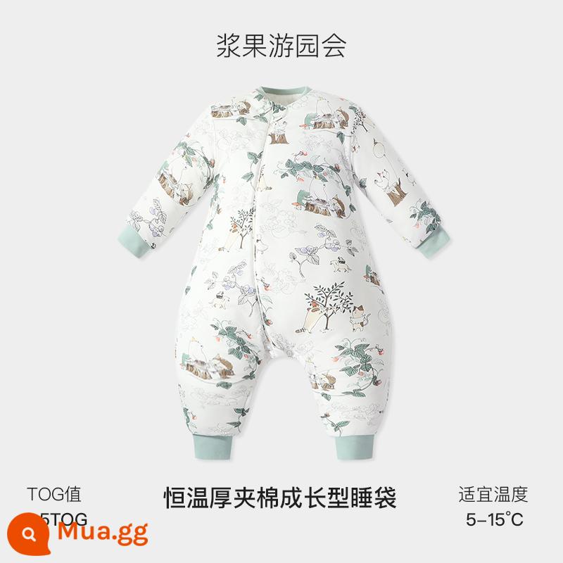 Túi ngủ trẻ em Griny mùa thu đông dày dặn bé chia chân mùa xuân và mùa thu túi ngủ tiết diện mỏng cotton nguyên chất chăn chống đá trẻ em nhiệt độ không đổi - Tiệc Berry Garden (chăn bông dày ở nhiệt độ không đổi)