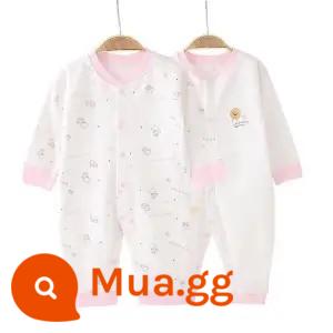 Bé Nguyên Chất Cotton Không Xương Jumpsuit Mùa Xuân Và Mùa Hè Quần Áo Sơ Sinh Mùa Xuân Và Mùa Thu Đáy Sơ Sinh 3 Bộ Quần Áo Tháng 6 Tháng 12 - Bộ hai mảnh bốn mùa màu hồng Folio