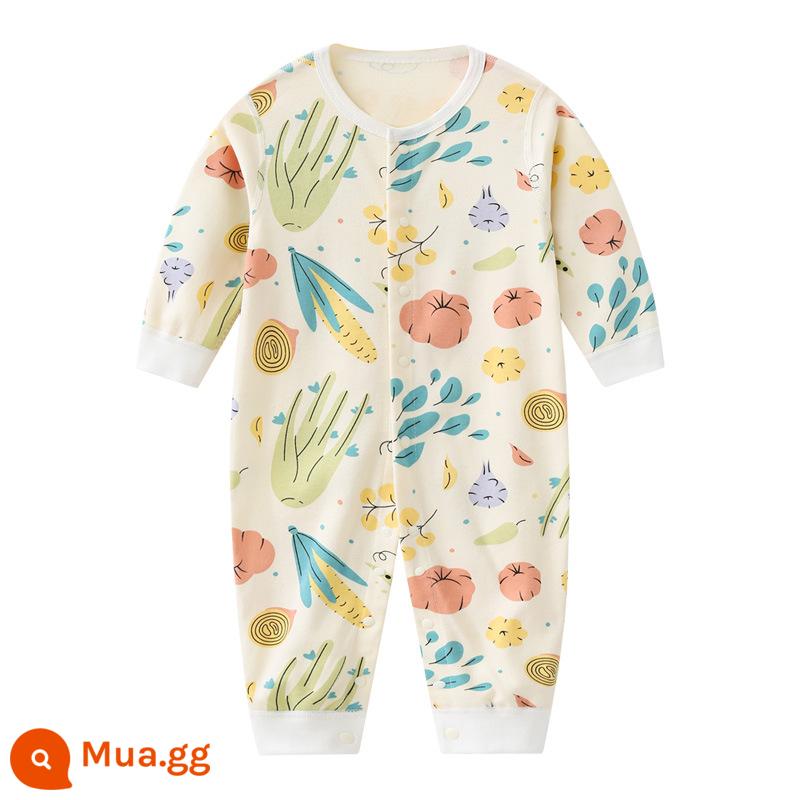 Quần áo trẻ sơ sinh mùa hè mùa hè phần mỏng jumpsuit mùa hè bé nhà sư quần áo trẻ sơ sinh cotton jumpsuit - Áo khoác bốn mùa Happy Farm