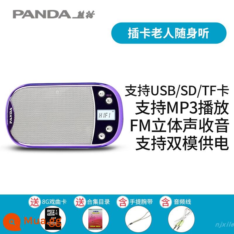 Panda DS-123 Người Cao Tuổi Máy Hát Đài Phát Thanh Tất Cả Người Cao Tuổi Máy Chơi Bài Đa Năng Đặc Biệt - Thẻ Opera màu tím + 8GTF