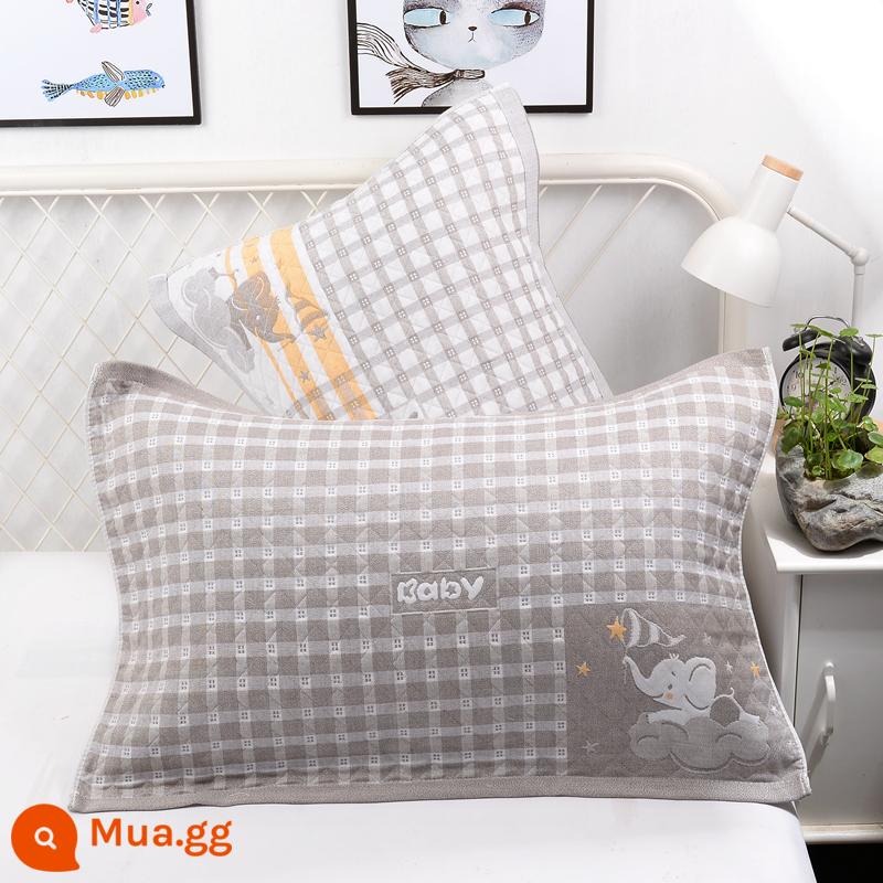 Khăn gối cotton nguyên chất cotton gạc dày vài gối đầu khăn một đôi người lớn Plus bốn mùa gối đơn bao khăn - 1 cặp lạc đà voi nhỏ