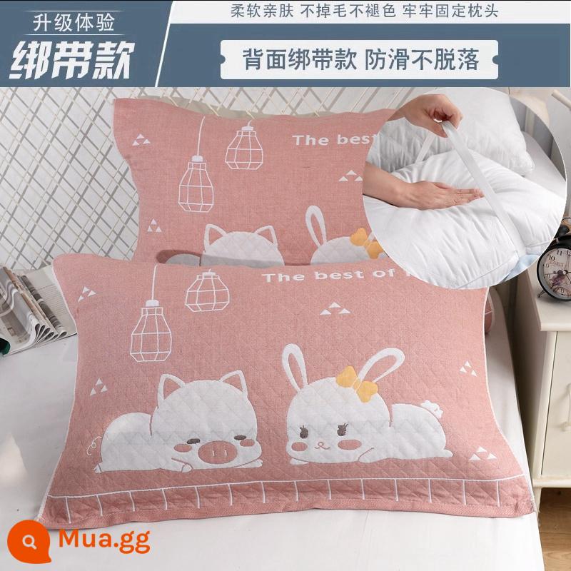 Vỏ gối gia dụng thấm mồ hôi kiểu cũ bằng gạc cotton nguyên chất cặp dây đeo cố định chống trượt chống rơi vỏ gối cotton - [Dây đeo] 1 cặp quạt thú cưng dễ thương