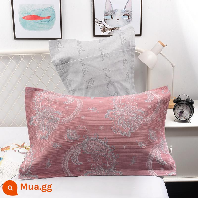 Cặp vỏ gối cotton nguyên chất gạc dày vỏ gối đơn 100% cotton dành cho người lớn áo gối đôi - Bột Kaman (cặp)