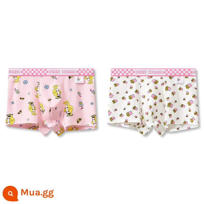 Quần lót nam bé trai boxer cotton nguyên chất 100% cotton thương hiệu chính thức hàng đầu nam nhi hồng dễ thương thu đông cao cấp - [2 gói]1501+1506