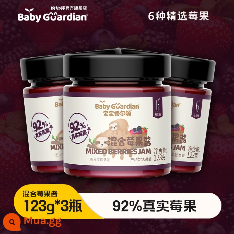 Mứt việt quất Baby Gerton 92% hàm lượng việt quất trong gia đình mứt bánh mì nướng ăn sẵn cho trẻ em - Mứt dâu hỗn hợp 123g*3 (bao gồm thìa)