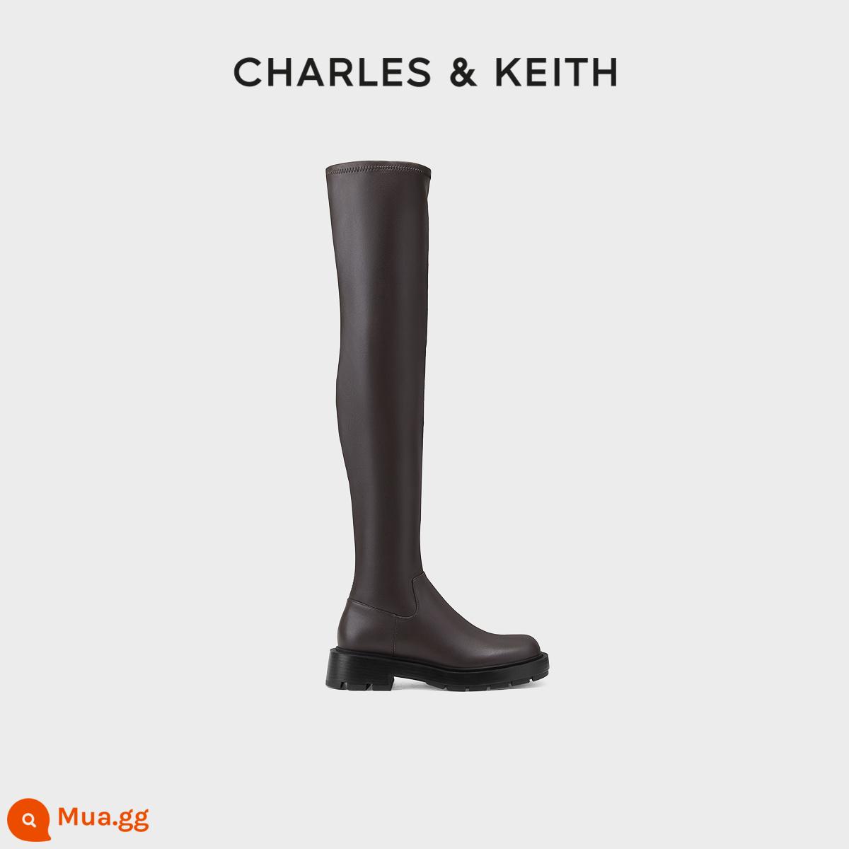 [Giảm giá mùa đông] Giày bốt nữ CHARLES&KEITH CK1-90920119 Giày bốt đế dày dài qua đầu gối đế dày - Nâu đậmNâu đậm