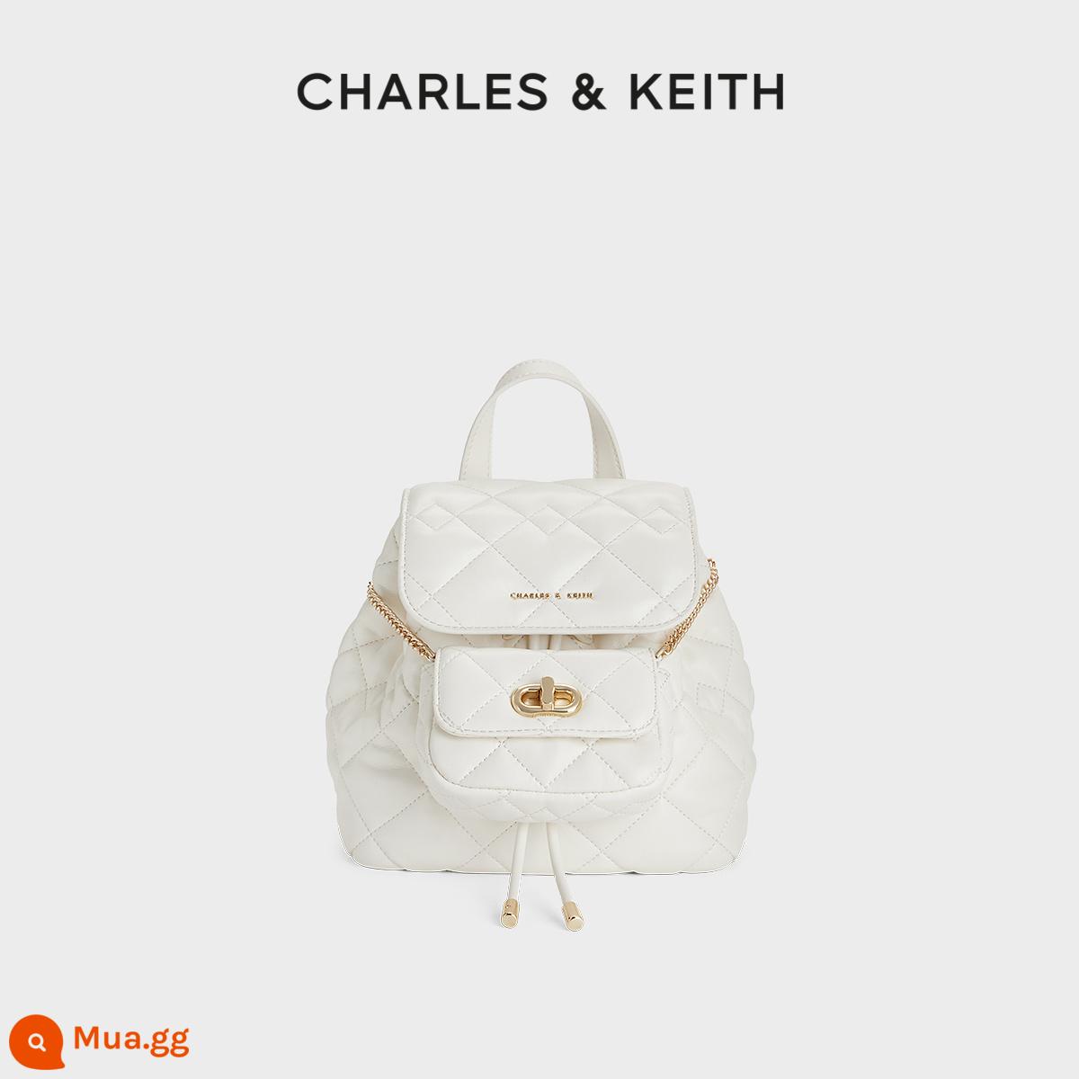 [Quà tặng năm mới] CHARLES&KEITH24 Ba lô dung tích lớn kim cương CK2-60151400 mới - Kem trắng sữa