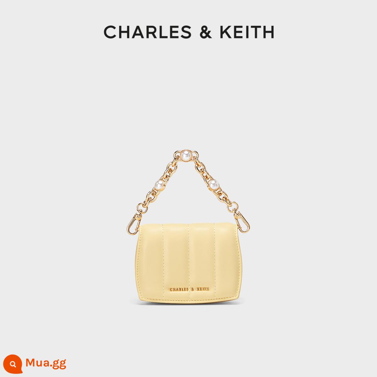 Túi xách nữ mùa xuân CHARLES&KEITH CK6-30681004 Ví cầm tay chuỗi hình thoi phối màu Ms. - Màu kem bơ