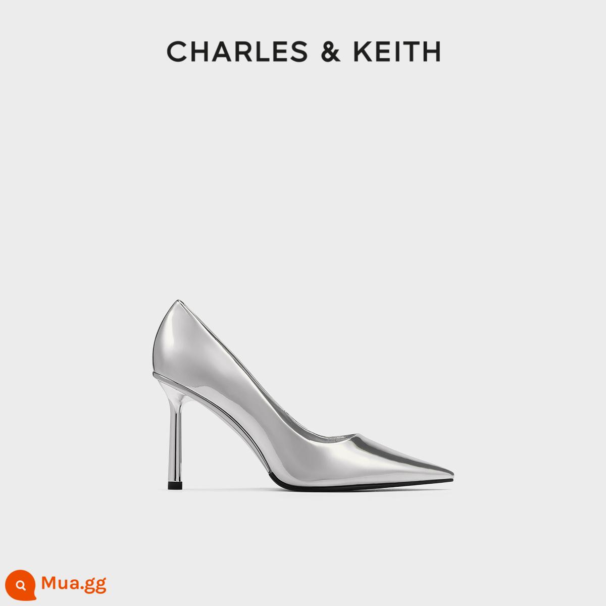 CHARLES&KEITH23 phong cách mùa đông mới CK1-60280416 giày đi làm bằng da sáng chế mũi nhọn thời trang dành cho nữ - Bạcbạc