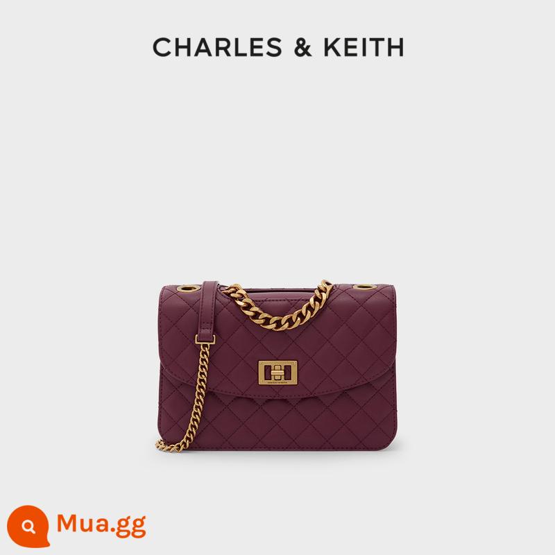 Túi xách nữ mùa xuân CHARLES&KEITH CK2-70701136-2 túi đeo vai chuỗi kim cương thanh lịch dành cho nữ - CK2-70701136-2Màu đỏ rượu vang Burgundy