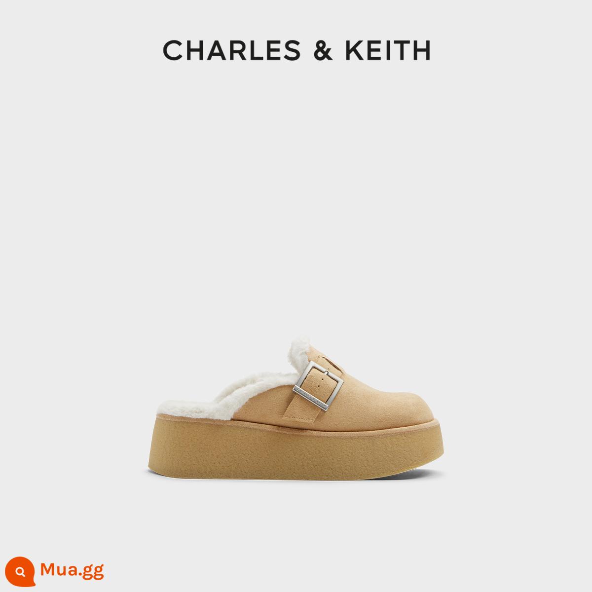 [Quà tặng năm mới] Giày nữ CHARLES&KEITH CK1-80920028 đế dày nhung Birkenstock Mules - lạc đà lạc đà