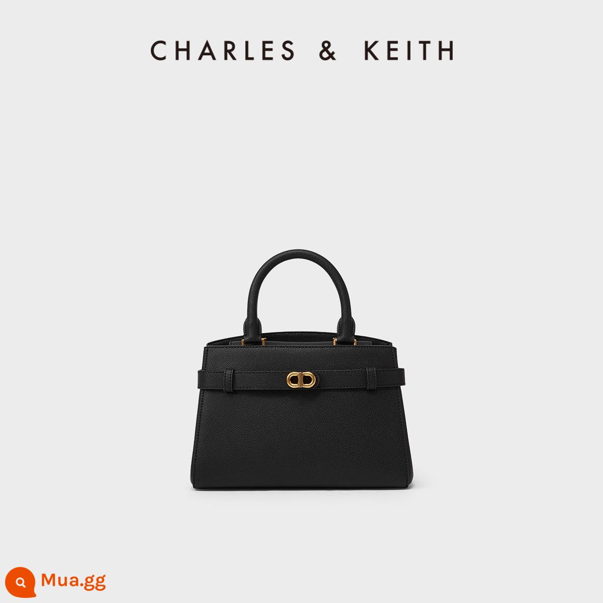 Túi xách nữ CHARLES＆KEITH mùa thu đông CK2-50160102 nữ dây khóa kim loại trang trí túi Kelly di động - đen đen