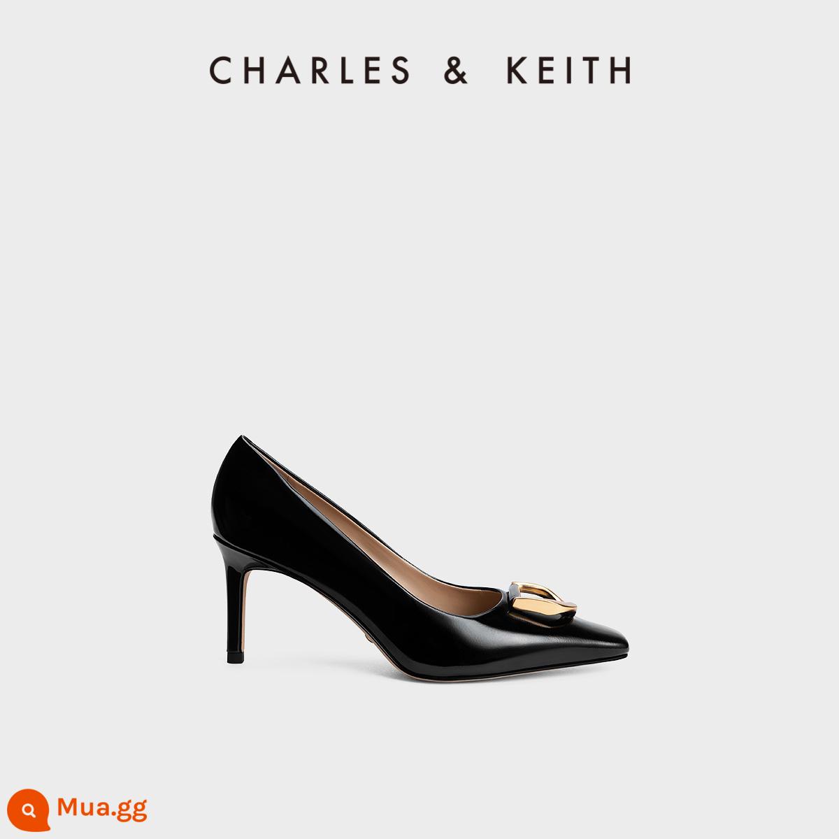 CHARLES&KEITH23 mùa xuân sản phẩm mới SL1-61720046 thời trang giày cao gót đơn đầu vuông nhỏ giày nữ - đen đen