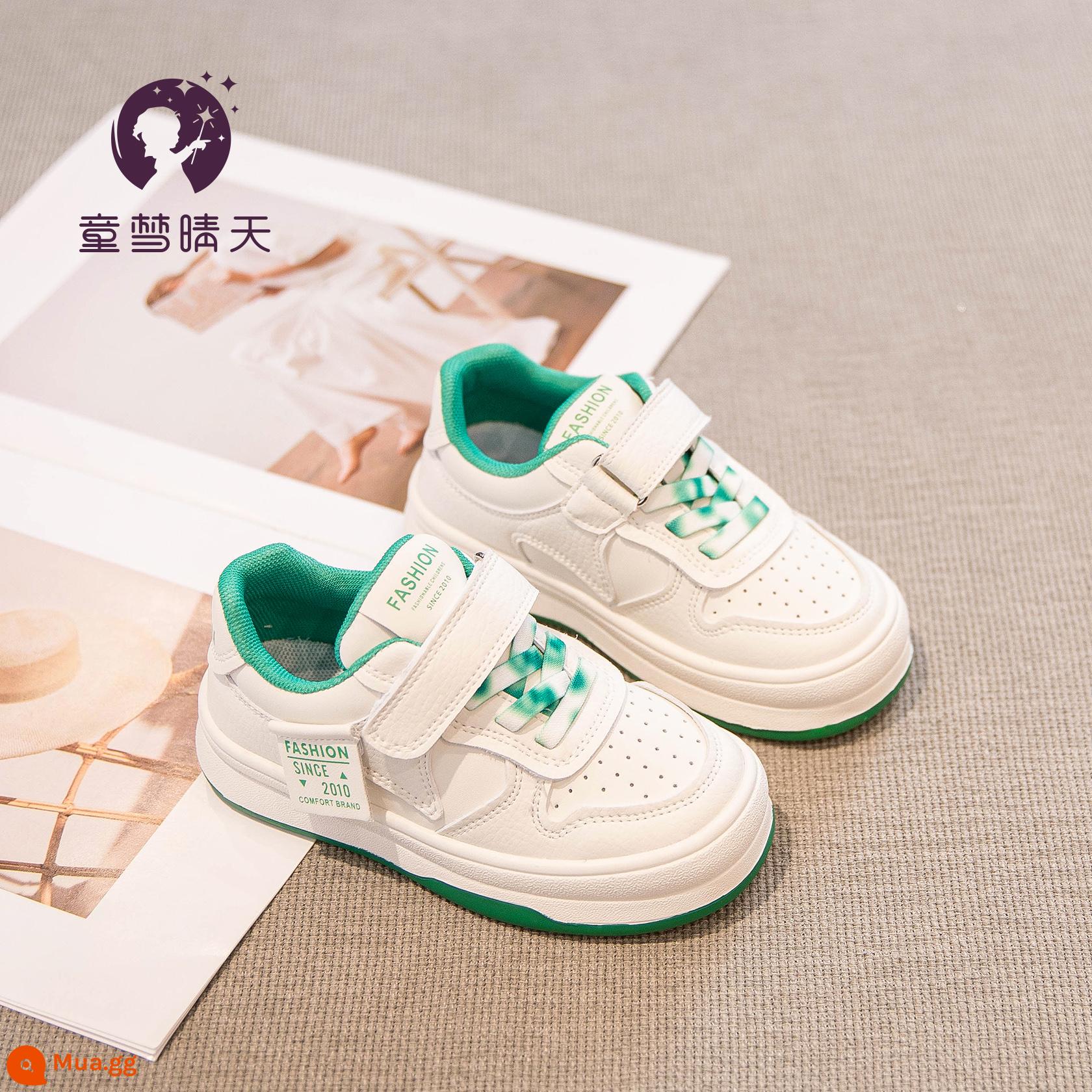 Giày Bé Gái Giày Sneaker Mùa Xuân 2023 Giày Trượt Băng Trẻ Em Cổ Thấp Chiên Đường Phố Giày Nhỏ Giày Trắng Xuân Thu - xanh be