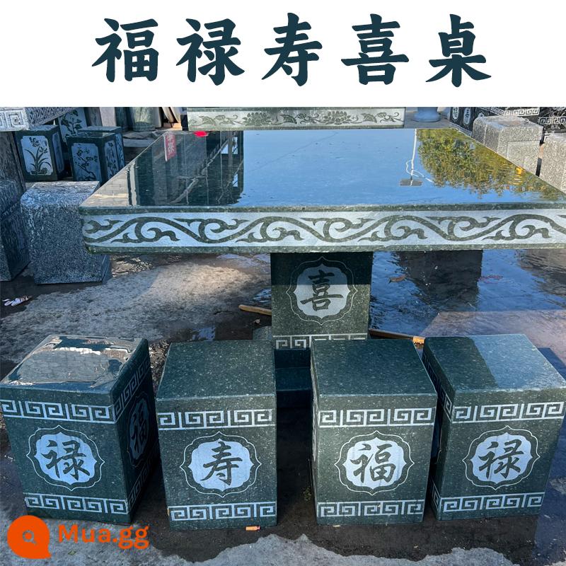 Bàn đá ghế đá sân vườn ngoài trời bộ nhà công viên hình chữ nhật đá granite đầu bàn ghế - [Fu Lu, Shou Xi] bàn vuông