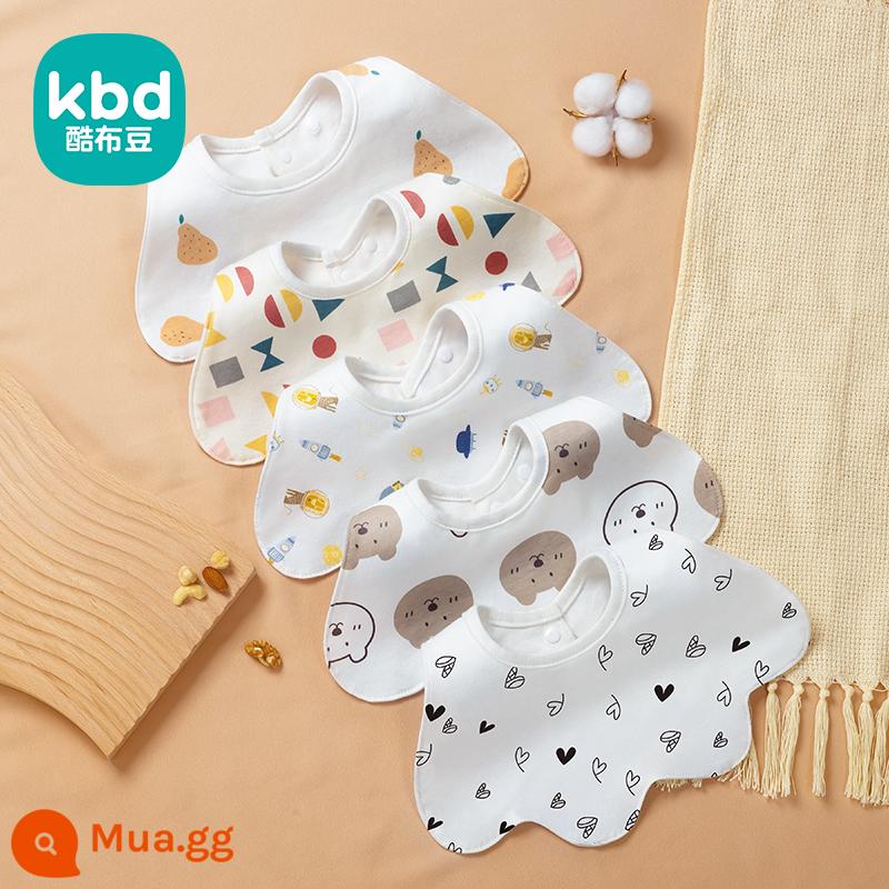 Khăn nước bọt hình chữ U bé trai yếm bé lớp một cotton nguyên chất mùa đông sơ sinh chống thấm sữa yếm yếm thu đông - Hình chữ U 5 gói [quần áo mùa đông không thấm nước không ướt] màu D